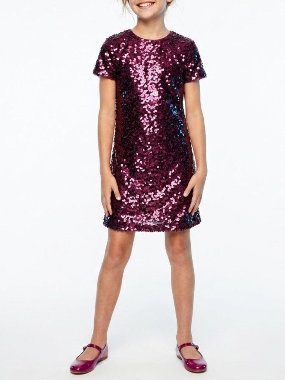 GAP KIDS XL Purple Sequin Shift Dress XL Metallic Plum Holiday Party Shiny